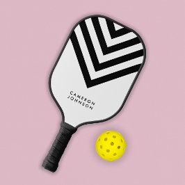 Name Weiß und Schwarz Minimalistisch Zickzack hinz Pickleball Schläger