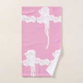 Name Weiße Rosen Rosa Geschenk Badhandtuch Set (Handtuch)