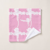 Name Weiße Rosen Rosa Geschenk Badhandtuch Set (Waschlappen)