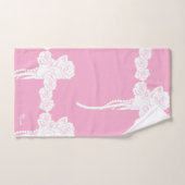 Name Weiße Rosen Rosa Geschenk Badhandtuch Set (Handtuch)