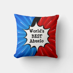 Name Welten ändern Bestes Abuelo Red Blue Comic Kissen