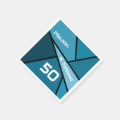 NAME Wende 50 Geburtstag Abstrakte Aquamarine Geom Serviette (Ecke)