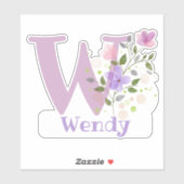 Name Wendy mit dem Letter W Sticker Cut-Out (Blatt)