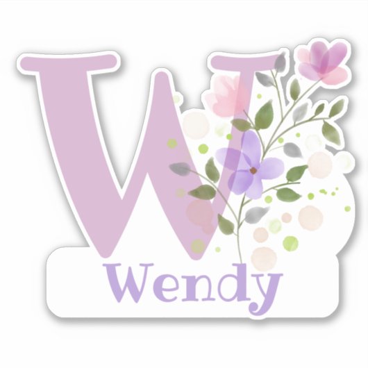 Name Wendy mit dem Letter W Sticker Cut-Out (Vorderseite)