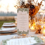 Name Whimsical Green Gold Pine Cone Hochzeiten Menükarte