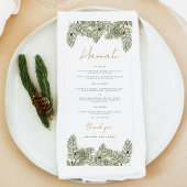 Name Whimsical Green Gold Pine Cone Hochzeiten Menükarte