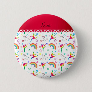 Name White Gymnastics Regenbows unicorns Button