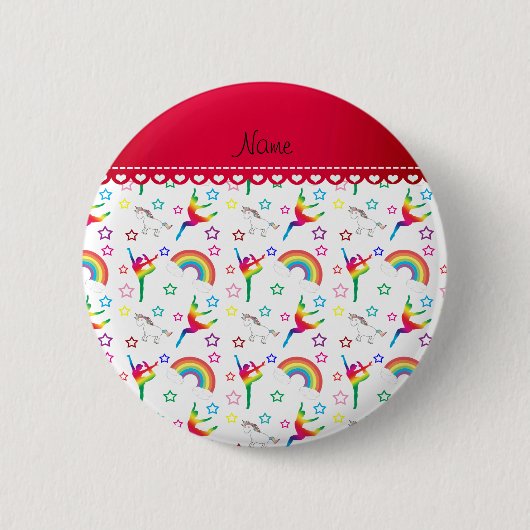 Name White Gymnastics Regenbows unicorns Button (Vorderseite)