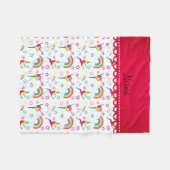 Name White Gymnastics Regenbows unicorns Fleecedecke (Vorderseite (Horizontal))