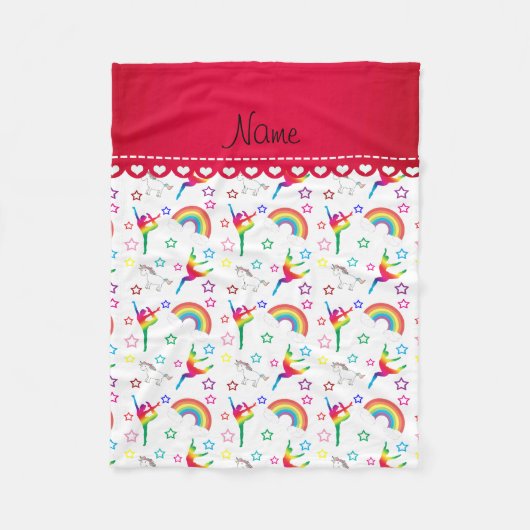 Name White Gymnastics Regenbows unicorns Fleecedecke (Vorderseite)