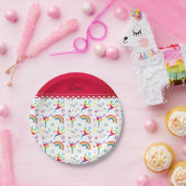 Name White Gymnastics Regenbows unicorns Pappteller (Party)