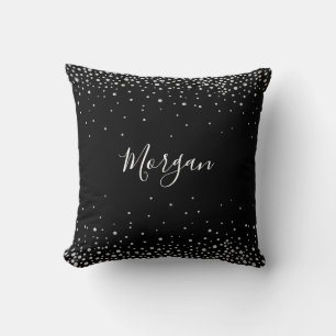 Name White Script & White Diamonds, Black Vs 2 Kissen