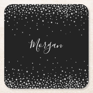 Name White Script & White Diamonds, Black Vs 2 Rechteckiger Pappuntersetzer