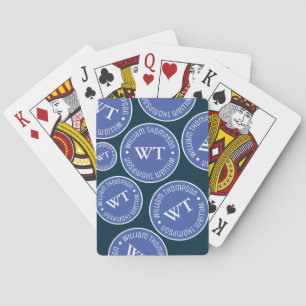 Name Wiederholte blaue Kreise Mit Monogramm Spielkarten