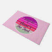 Name Willkommen hinzufügen Shed Pink Retro Sunset Fußmatte (Schrägansicht)