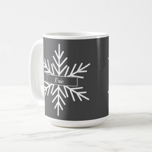 Name Winterschneeflocke einfach Kaffeetasse (Vorderseite Links)