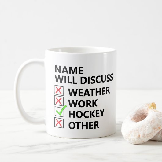 Name wird besprechen - Hockey - oder Sport etc. Kaffeetasse (Mit Donut)