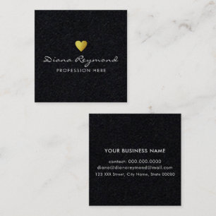 name with gold heart black professional quadratische visitenkarte