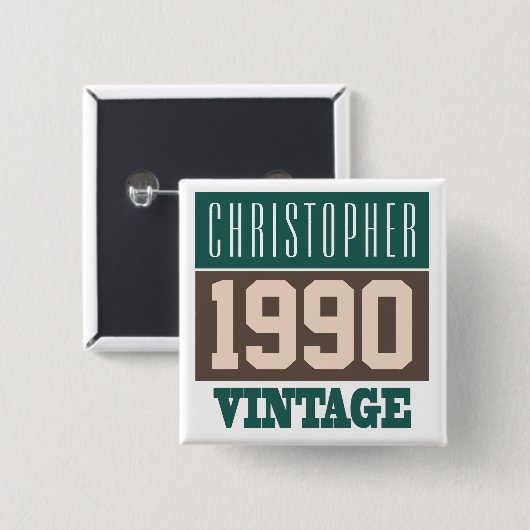 Name with Year 1990 Button (Vorne & Hinten)