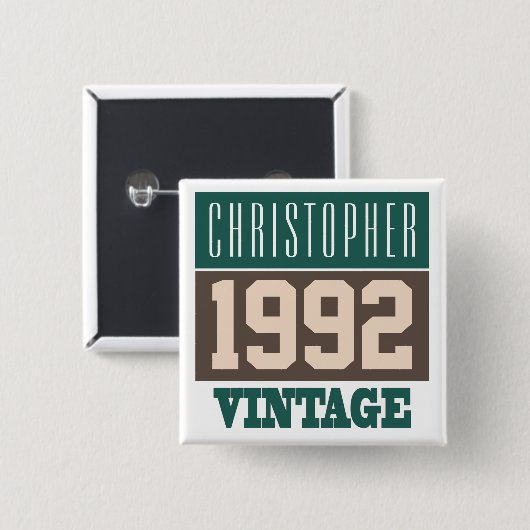 Name with Year 1992 Button (Vorne & Hinten)