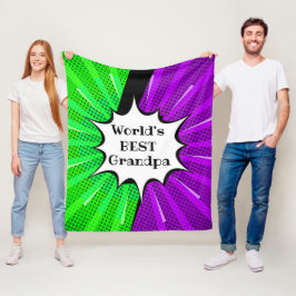 Name World Best Opa Green Lila Comic Fleecedecke