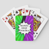 Name Worlds Best Oma Green Lila Comic ändern Spielkarten (Rückseite)