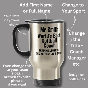Name, Worlds Best Softball Coach - Legends Reisebecher