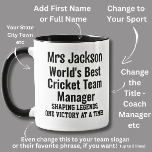 Name, Worlds Bester Cricket Team Manager Tasse