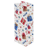Name, Wrapped Packages & Sweets Holiday Geschenktüte Für Weinflaschen (Rückseite Schrägansicht)