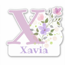 Name Xavia plus Anfangsbuchstabe mit floralem Desi