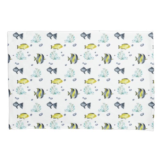 Name Yellow Blue Tropical Fish Pattern Kinderzimme Kissenbezug (Vorderseite)