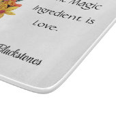 Name, Zitat, Blume, Papier, Glas Schneidebrett (Ecke)