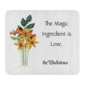 Name, Zitat, Blume, Papier, Glas Schneidebrett (Vorderseite)