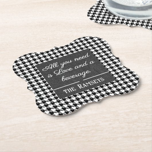 Name Zitat. Schwarz & Weiß Houndstooth Untersetzer (angewinkelt)