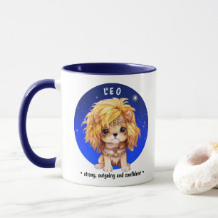 Name Zodiac Astrosign Leo Watercolor Blue Sternsky Tasse