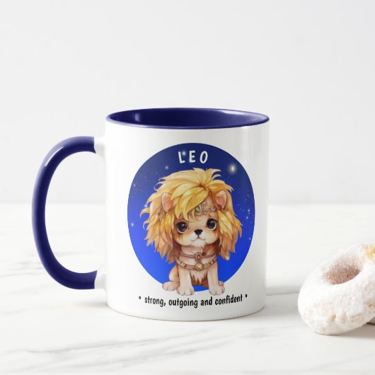Name Zodiac Astrosign Leo Watercolor Blue Sternsky Tasse (Mit Donut)