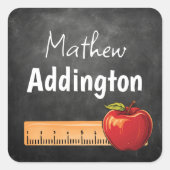 Name Zurück zur Schule Quadratischer Aufkleber (Vorderseite)