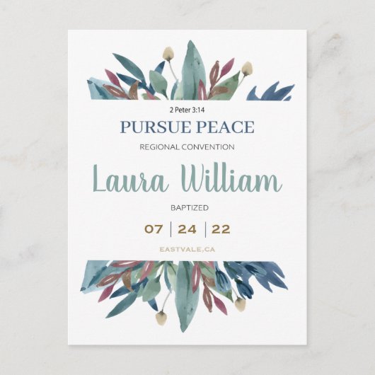 NameAngepasste 2022 JW Convention Taufe Postkarte (Vorderseite)