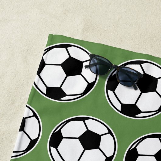 NameBadetuch mit Fußbalballdruck Strandtuch (Beispiel)