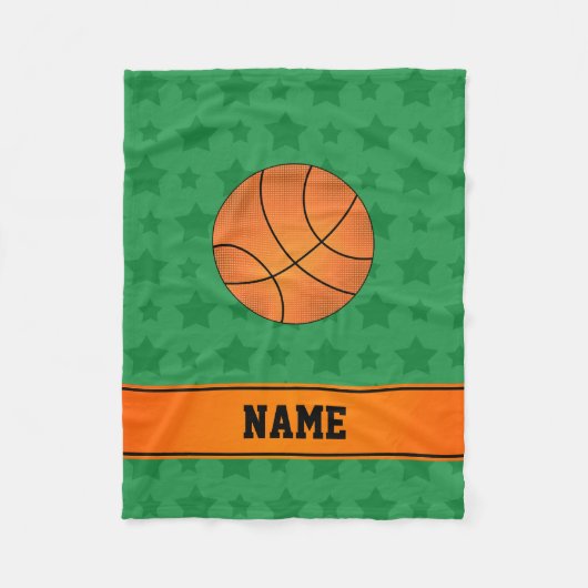 Namebasketball-Grünsterne Fleecedecke (Vorderseite)