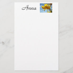 Namebriefpapier Gelb-Tiger-Blumen mit Blumen Briefpapier