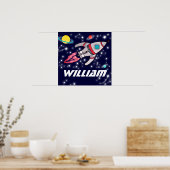 Named Raketenspace Jungs dunkelblaues Poster (Küche)