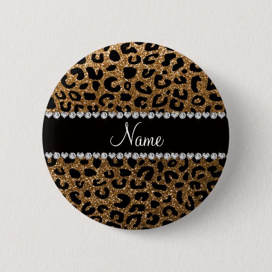 NamegoldGlitter Cheetahdruck Button (Vorderseite)