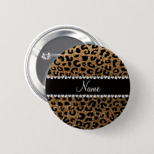 NamegoldGlitter Cheetahdruck Button (Vorne & Hinten)