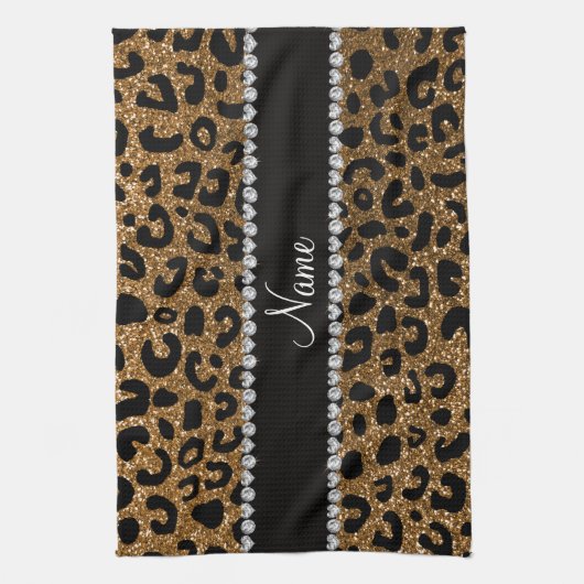 NamegoldGlitter Cheetahdruck Geschirrtuch (Vertikal)