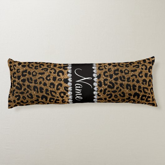 NamegoldGlitter Cheetahdruck Seitenschläferkissen (Rückseite)