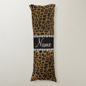 NamegoldGlitter Cheetahdruck Seitenschläferkissen (Vorderseite Vertikal)