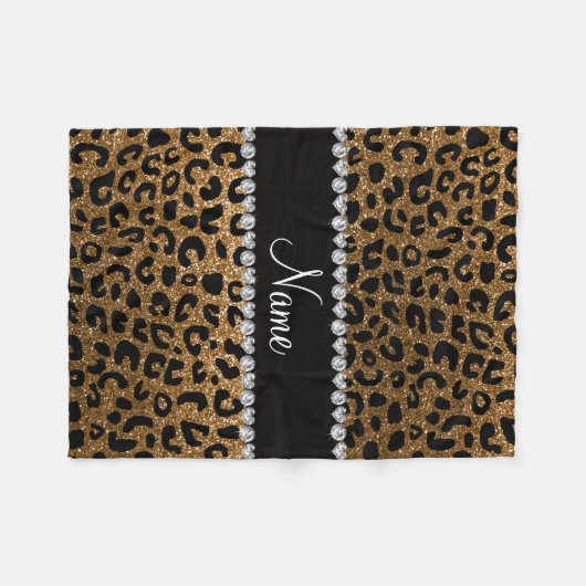 NamegoldGlitter-Leoparddruck Fleecedecke (Vorderseite (Horizontal))