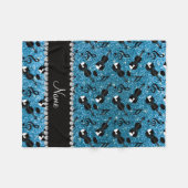 Namehimmelblau-Glitterviolinen-Musiknoten Fleecedecke (Vorderseite (Horizontal))