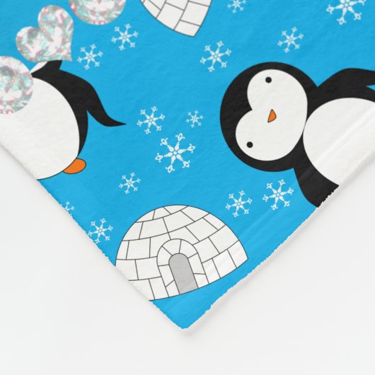 Namehimmelblau Penguinsigluschneeflocken Fleecedecke (Ecke)
